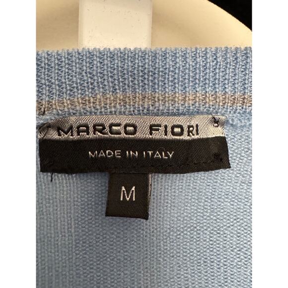 Marco Fiori Merino Wool V Neck Sweater Light Blue Extra Fine Made in Italy M - Picture 4 of 8